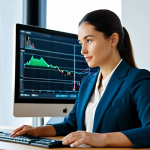 A focused professional woman in a modest business suit, sitting comfortably at a modern desk in a well-lit, contemporary office. She is looking at a holographic display showing organized financial 'buckets' with clear labels and a neat arrangement of digital currencies and investment icons. Her expression is calm and confident, reflecting financial clarity and peace of mind. She gestures subtly towards the screen with well-formed hands. fully clothed, appropriate attire, safe for work, professional, perfect anatomy, correct proportions, natural pose, well-formed hands, proper finger count, natural body proportions, professional photography, high quality, realistic.